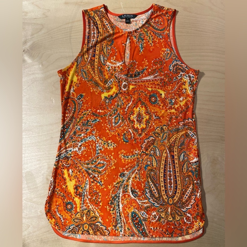 Ralph Lauren Orange Yellow Sleeveless Tank Top Small (ND)